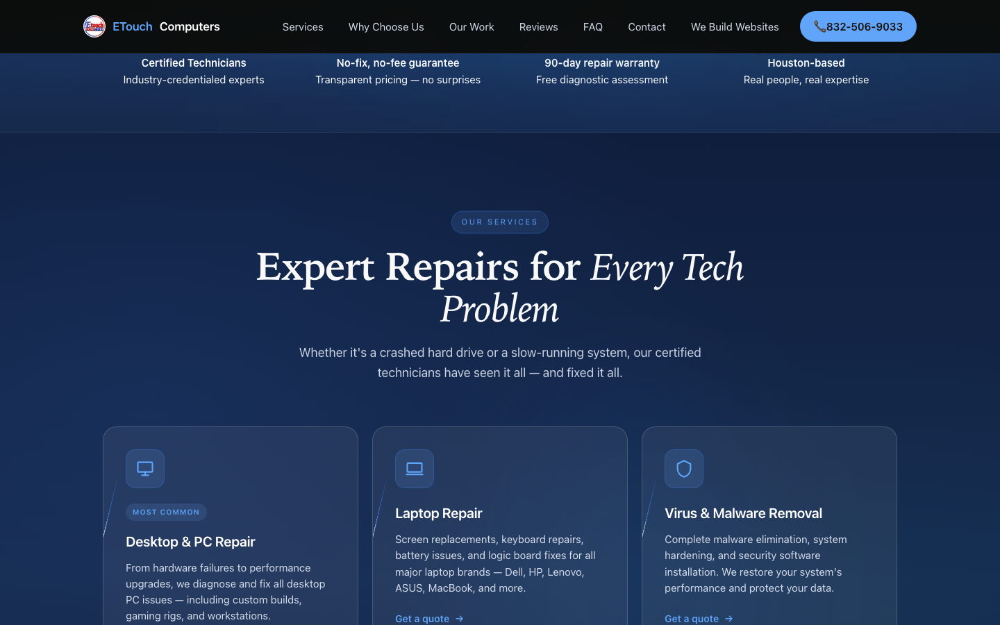 Etouch Computers services section